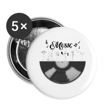 Ein halber Musikzylinder - Buttons klein 25 mm (5er Pack) - Weiß - Vorne