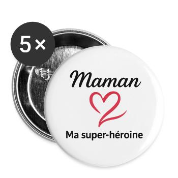Maman, ma super-héroïne - Lot de 5 petits badges (25 mm) - blanc - Devant