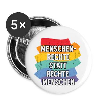 Menschenrechte statt rechte Menschen - Buttons klein 25 mm (5er Pack) - Weiß - Vorne