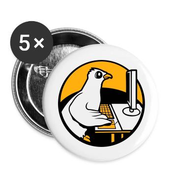 Taube arbeitet Büro Computer Tatsatur Maus Gamer - Buttons klein 25 mm (5er Pack) - Weiß - Vorne