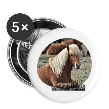Iceland Horses - Buttons small 1''/25 mm (5-pack) - white - Front