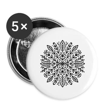 floral Element - Buttons klein 25 mm (5er Pack) - Weiß - Vorne