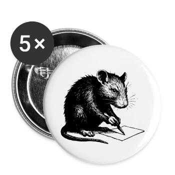 Ratte schreibt | Personalisieren Banksy Style - Buttons klein 25 mm (5er Pack) - Weiß - Vorne
