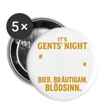 Gents Night – Bier, Bräutigam, Blödsinn! - Buttons klein 25 mm (5er Pack) - Weiß - Vorne