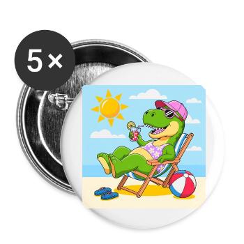 Rex sur la plage - Lot de 5 petits badges (25 mm) - blanc - Devant