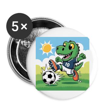 Dino Football - Lot de 5 petits badges (25 mm) - blanc - Devant