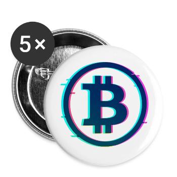 Neon Bitcoin Logo – Futuristic Crypto Glow Design - Buttons klein 25 mm (5er Pack) - Weiß - Vorne