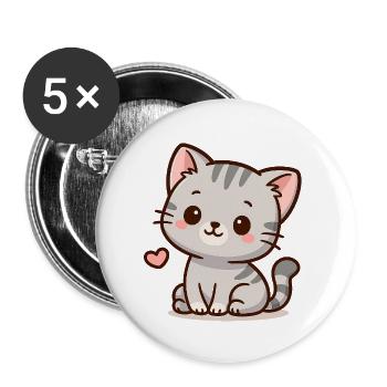 Little Cat – Purring & Cute - Buttons small 1''/25 mm (5-pack) - white - Front