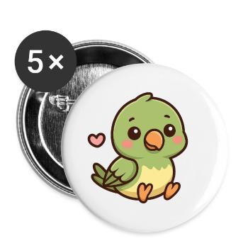 Petit perroquet – Coloré et adorable - Lot de 5 petits badges (25 mm) - blanc - Devant