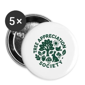 Amoureux des arbres - Tree Appreciation Society - Lot de 5 petits badges (25 mm) - blanc - Devant