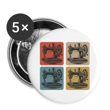 Vintage Nähmaschine - Buttons klein 25 mm (5er Pack) - Weiß - Vorne