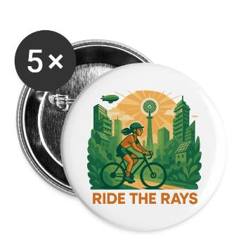 Chevauchez les Rays - Lot de 5 petits badges (25 mm) - blanc - Devant