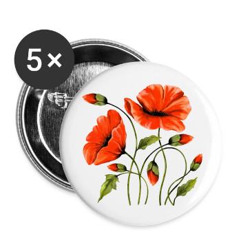 Blumen - Buttons klein 25 mm (5er Pack) - Weiß - Vorne