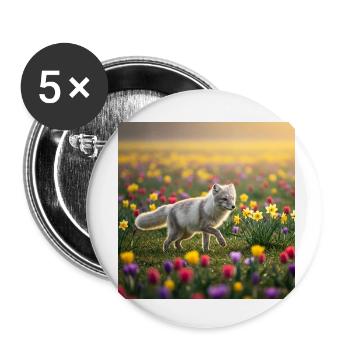 Arctic fox - Buttons small 1''/25 mm (5-pack) - white - Front