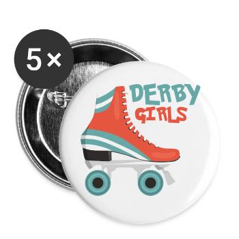 Derby Girls Do It On All Fours Skating Roller Derb - Buttons klein 25 mm (5er Pack) - Weiß - Vorne