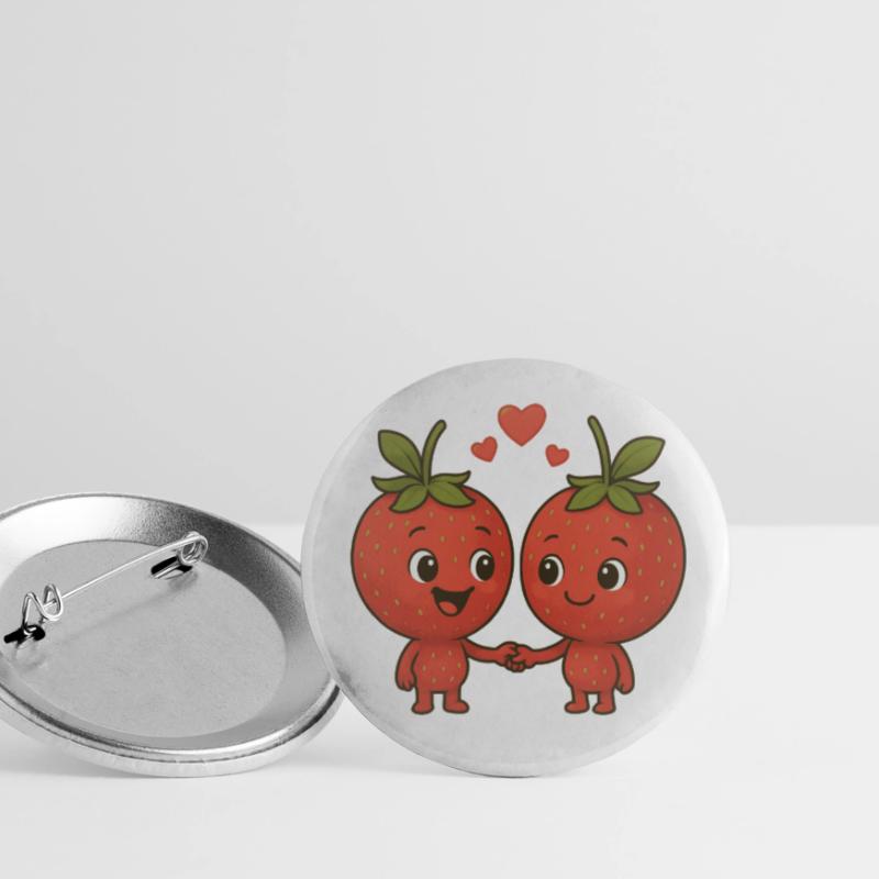 Erdbeeren mit Herzen Buttons klein 25 mm (5er Pack)