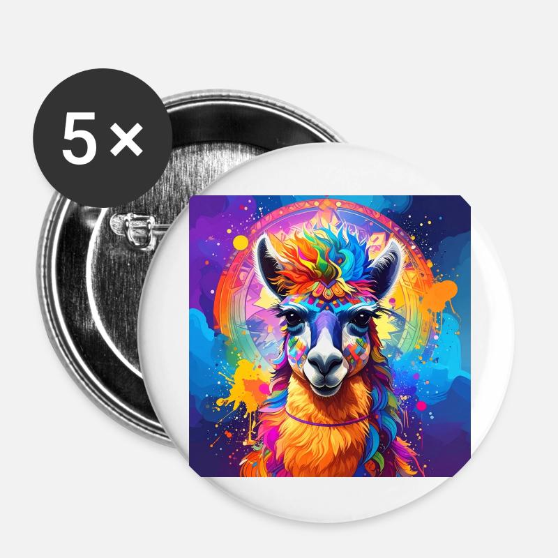 Lama,graffiti ,malerei , bunt - Buttons klein 25 mm (5er Pack) - Weiß
