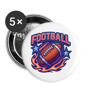Lebendige Football-Design mit Flammen - Buttons klein 25 mm (5er Pack) - Weiß - Vorne