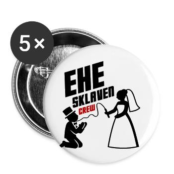 Ehe Sklaven Crew Hochzeit - Buttons klein 25 mm (5er Pack) - Weiß - Vorne