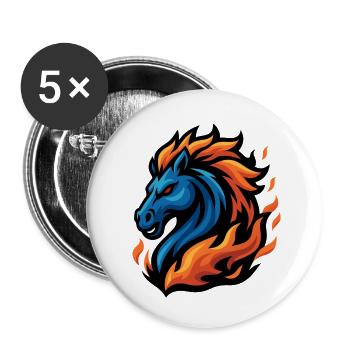 Cheval – Sabot de tonnerre | Mascotte du zodiaque urbain - Lot de 5 petits badges (25 mm) - blanc - Devant