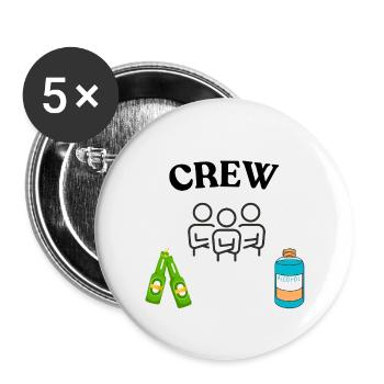 JGA Crew, feiern, Trauzeuge - Buttons klein 25 mm (5er Pack) - Weiß - Vorne