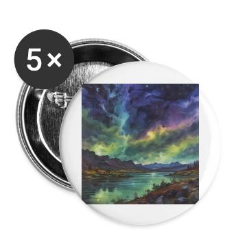 Polarlicht über dem stillen See - Buttons klein 25 mm (5er Pack) - Weiß - Vorne