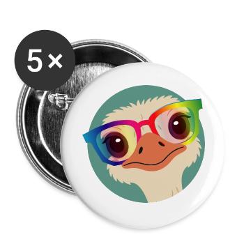 Bouquet with rainbow glasses – Cheeky animal motif - Buttons small 1''/25 mm (5-pack) - white - Front