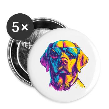 Labrador Retriever - Buttons klein 25 mm (5er Pack) - Weiß - Vorne