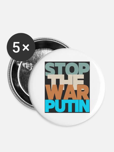 Stop the war Putin! - Buttons klein 25 mm (5er Pack) - Weiß