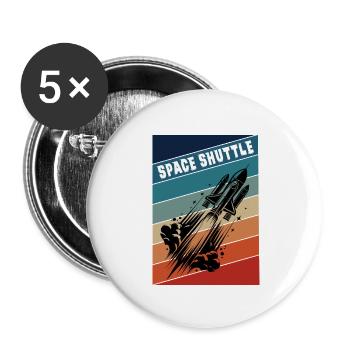 Vaisseau spatial Vintage Design - Lot de 5 petits badges (25 mm) - blanc - Devant