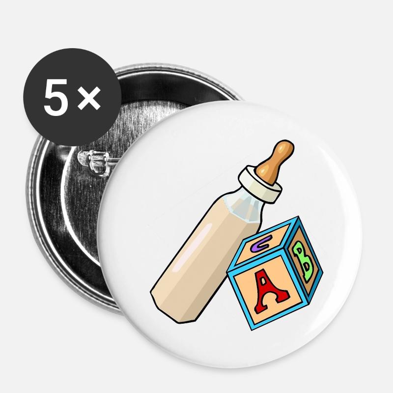 Collection Bébé Soleil d’Été 15 - Lot de 5 petits badges (25 mm) - blanc
