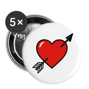 Treffer ins Herz - Buttons klein 25 mm (5er Pack) - Weiß - Vorne