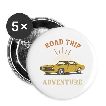 Road Trip - Aventures - Lot de 5 petits badges (25 mm) - blanc - Devant