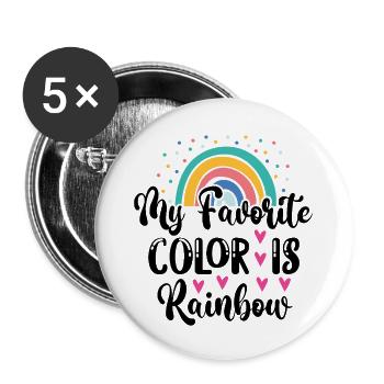 LGBTQ Pride Month - Meine Lieblingsfarbe ist Regenbogen - Buttons klein 25 mm (5er Pack) - Weiß - Vorne