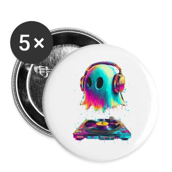 DJ Ghost - Buttons klein 25 mm (5er Pack) - Weiß - Vorne