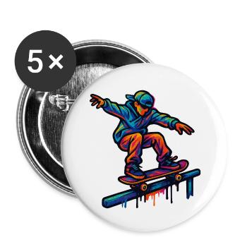 Skater - Buttons klein 25 mm (5er Pack) - Weiß - Vorne