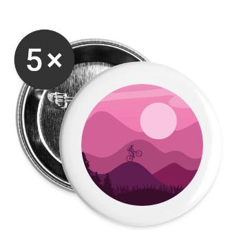 Mountain Biker - Buttons small 1''/25 mm (5-pack) - white - Front