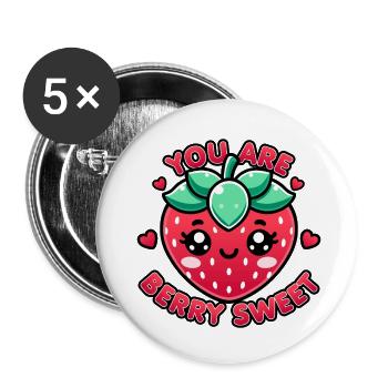 Kawaii Chibi Erdbeere Du Sind Beeren Süß Lustig - Buttons klein 25 mm (5er Pack) - Weiß - Vorne