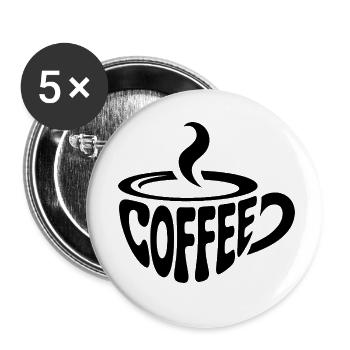 Kaffee - Cooles Café Logo - Buttons klein 25 mm (5er Pack) - Weiß - Vorne