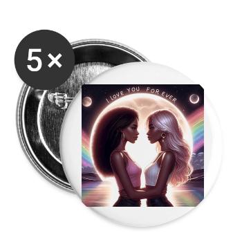 Amour de fille - Lot de 5 petits badges (25 mm) - blanc - Devant