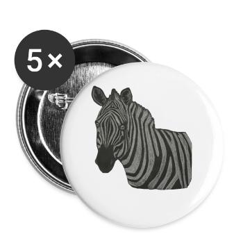 Zèbre - Lot de 5 petits badges (25 mm) - blanc - Devant