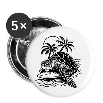 Surf Turtle - Tropical Beach Vibes - Buttons small 1''/25 mm (5-pack) - white - Front