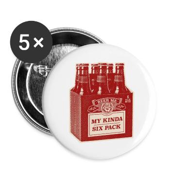 Six Pack Red Edition - Buttons klein 25 mm (5er Pack) - Weiß - Vorne
