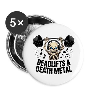 Deadlifts & Death Metal - Buttons klein 25 mm (5er Pack) - Weiß - Vorne