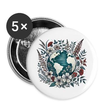 Erde - Buttons klein 25 mm (5er Pack) - Weiß - Vorne
