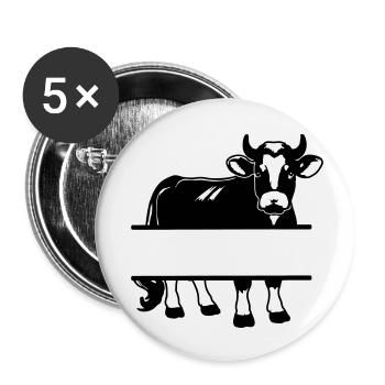 Cow Silhouette with Text Space – Farm Shirt - Buttons small 1''/25 mm (5-pack) - white - Front