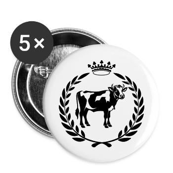 Cow with Crown in Laurel Wreath - Buttons small 1''/25 mm (5-pack) - white - Front