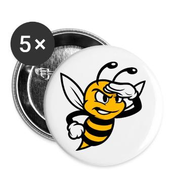 Bee looks into the distance - Buttons small 1''/25 mm (5-pack) - white - Front