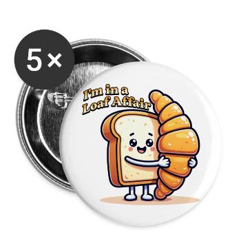 Funny Bread Shirt – Loaf Affair Cartoon - Buttons small 1''/25 mm (5-pack) - white - Front