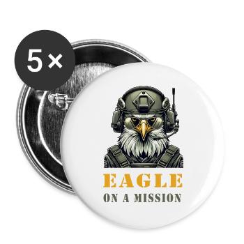 Aigle militaire en mission - Lot de 5 petits badges (25 mm) - blanc - Devant
